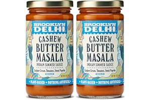 Brooklyn Delhi - Vegan Butter Chicken - Indian Simmer Sauce with Cashew Cream Tomatoes, Sweet Paprika - Mild Enough for a Kid, Flavorful for a Foodie - Vegan, Nothing Artificial - 12oz