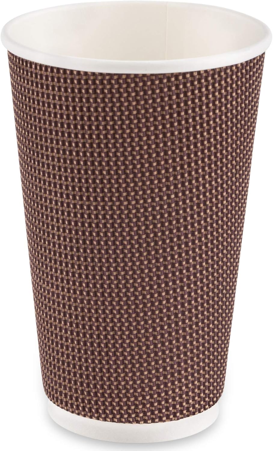 Party Bargains Rippled Hot Cups with Lids | Insulated Double Walled, No Sleeve Needed Disposable Paper Cup for Coffee or Tea | Perfect for To-Go Travel Mug, Parties and More | Size 16 Ounce | 40 Count: Kitchen & Dining