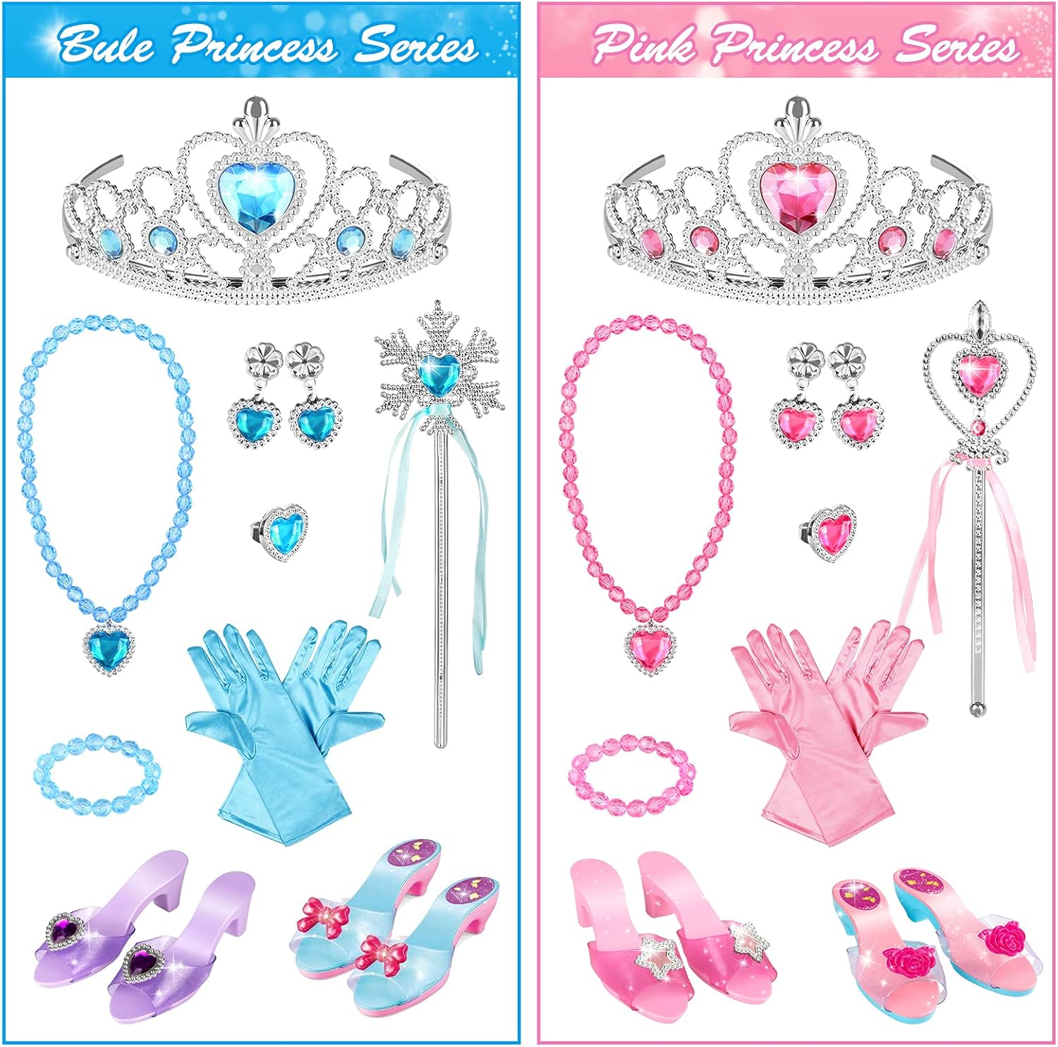 SUPER JOY Princess Dress Up Shoes & Jewelry Boutique - Pretend Princess Toys, 4 Pairs Play Shoes and Multiple Fashion Jewelry Accessories Girls Role Play Beauty Gift Toys for Age 3 4 5 6 Year Old: Toys & Games