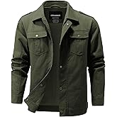 CTFASHION Men's Military Jacket Cotton Lightweight Coats Canvas Field Work Bomber Casual Stylish Fall Spring Outerwear