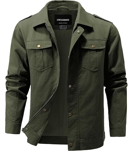 Men's Military Lightweight Jacket Army Cargo Windbreaker Zip Front