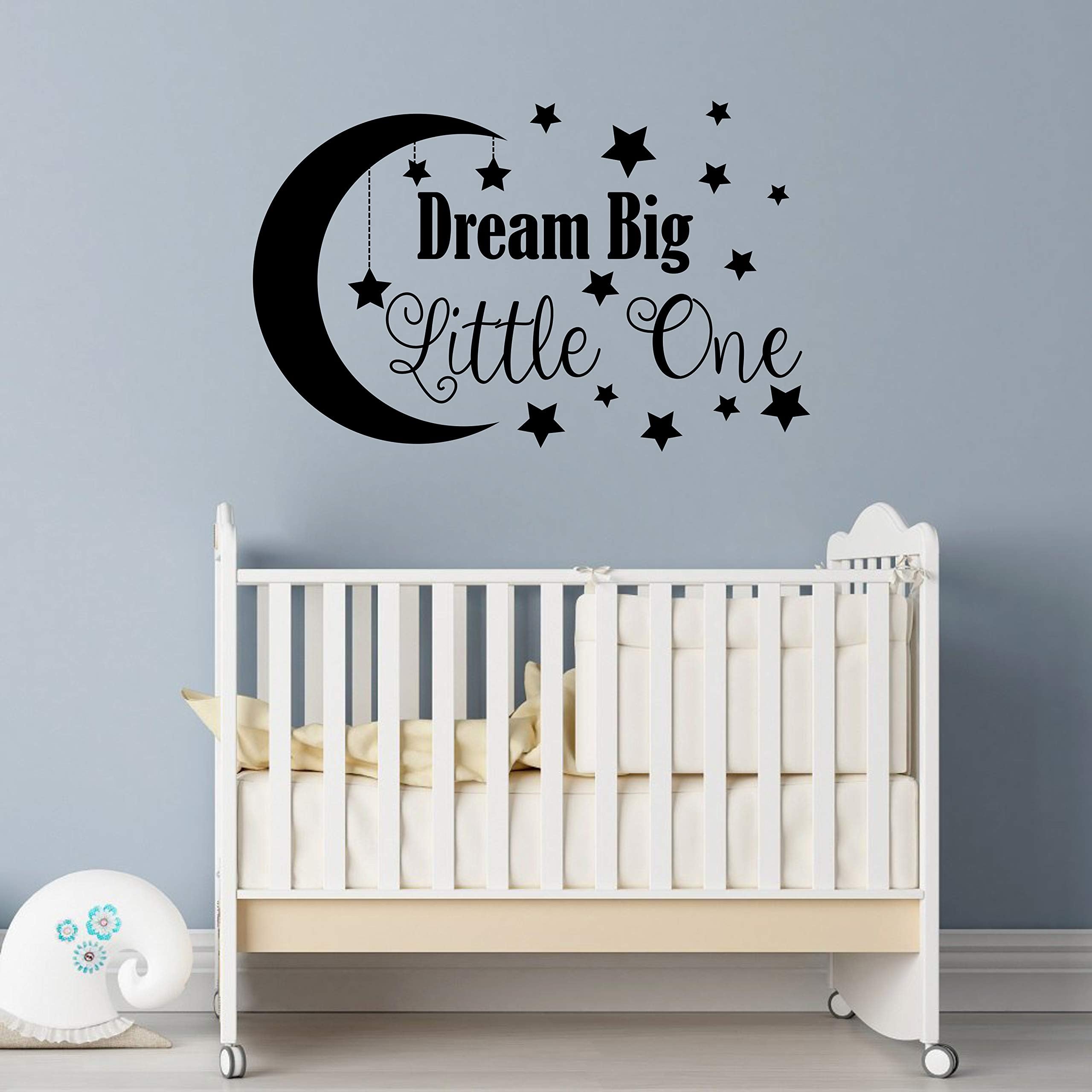 Dream Big Little One Wall Decal, Nursery Wall Decal, Nursery Decor, Nursery Wall Quote, Quote Decal, Removable Vinyl Wall Stickers for Baby Kids Boy Girl Bedroom Nursery Decor A34 (Small, Black)