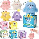 Valentines Day Gifts for Kids, 25 Pack Valentines Boxes with Monster Stuffed Animals Bulk Plush Toys, Monster Plush Keychains for Girls Boys School Classroom Exchange, Monster Valentines Party Favors