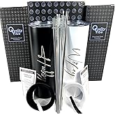 QualityVibe 20 oz Wifey & Hubby Skinny Tumblers, Set of 2, Stainless Steel, Engraved, Modern, Wedding &