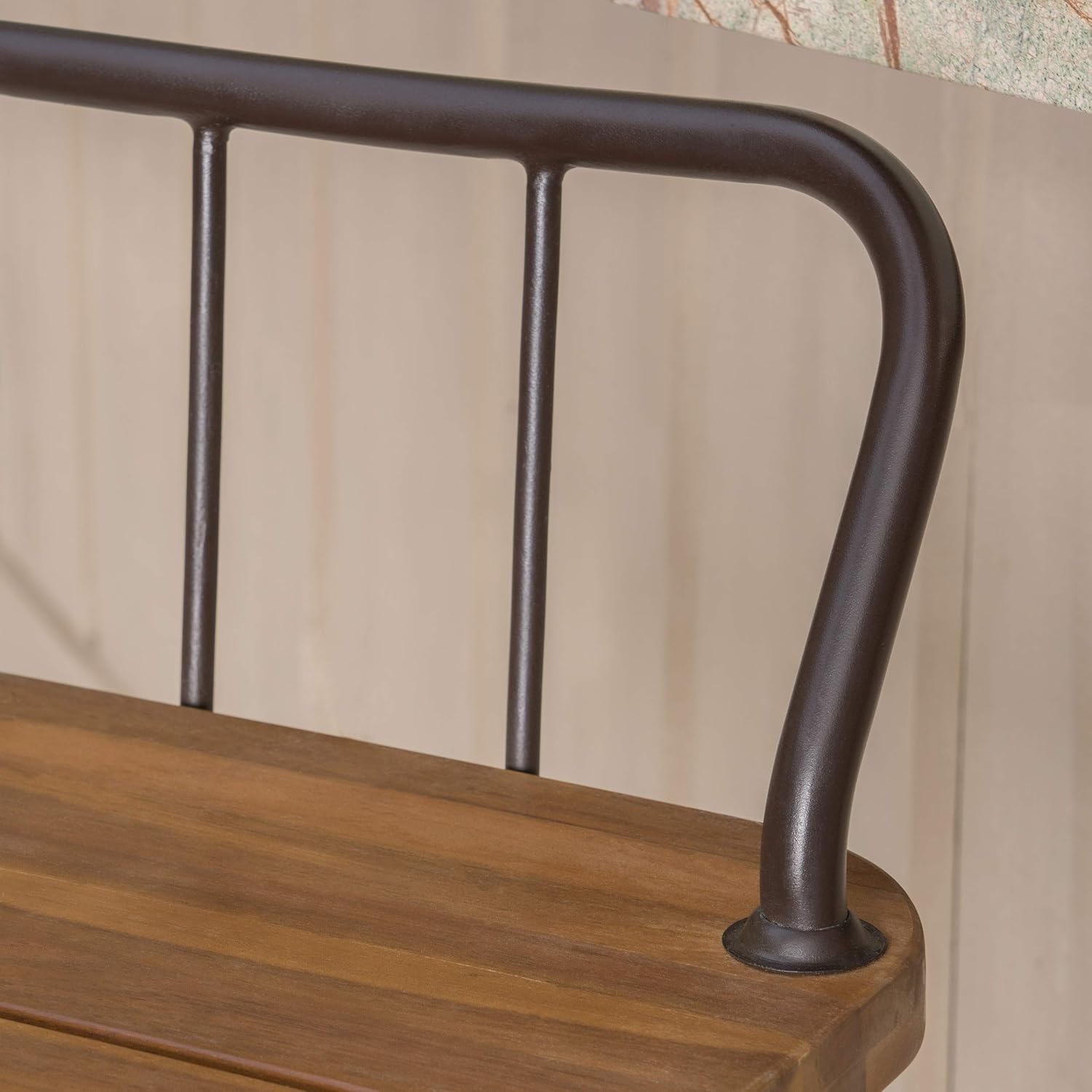 Christopher Knight Home Denali Outdoor Industrial Acacia Wood Barstools with Finished Iron Frame, 2-Pcs Set, Teak Finish / Rustic Metal: Garden & Outdoor