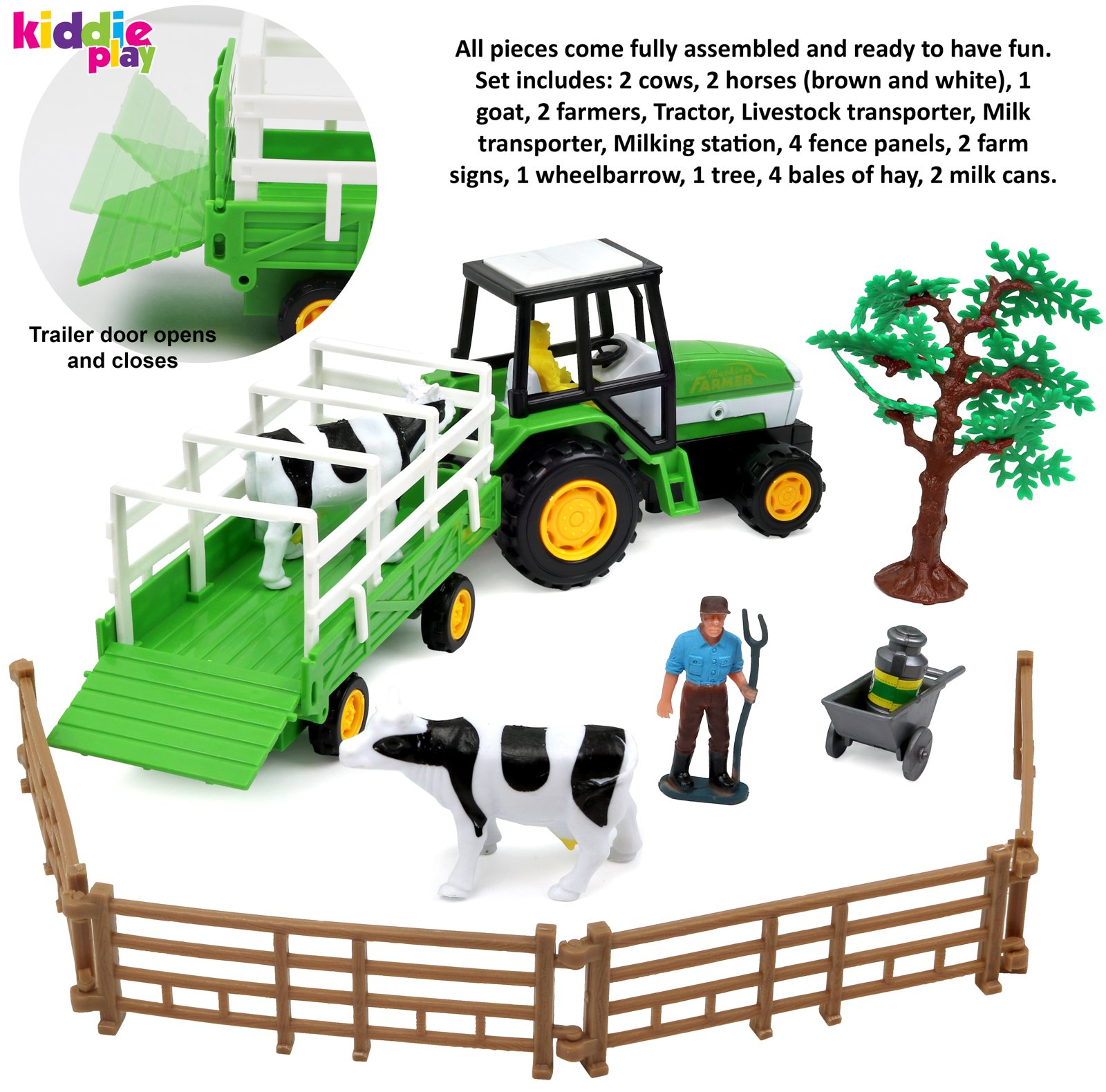 Kiddie Play Farm Set Toy for Kids with Animals Milking Station ...