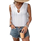 FEMLE Womens Crochet Tank Tops Side Tie Knit Hollow Out Beach Cover Ups Summer Vacation Outfits Sleeveless Boho Sweater Vest