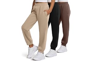 PURE CHAMP Girls Sweatpants 3 Pack Fleece Athletic Joggers, Teen Sweat Pants with Zipper Pockets and Drawstring Size 4-16