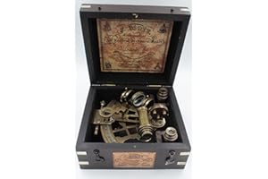 OCEAN REPLICAS J. Scott London Brass Ship History Sextant with Hardwood Box – Vintage Nautical Marine Navigation Instrument, Collectible Maritime Decor