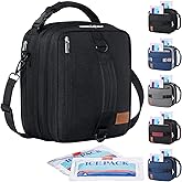 Lifewit Insulated Lunch Box for Men, Expandable Cooler Bag, Freezable Lunch Bag for Women with 2 Ice Packs and Shoulder Straps for Work Travel College, 8.2L Black
