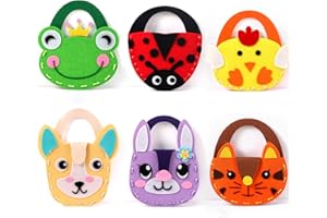 Flying Childhood Christmas Crafts for Kids Ages 3+ Sewing 6 Farm Animal Bags Felt Toddler Lacing Toys as Preschool Kindergarten Party Activities Arts Supplies