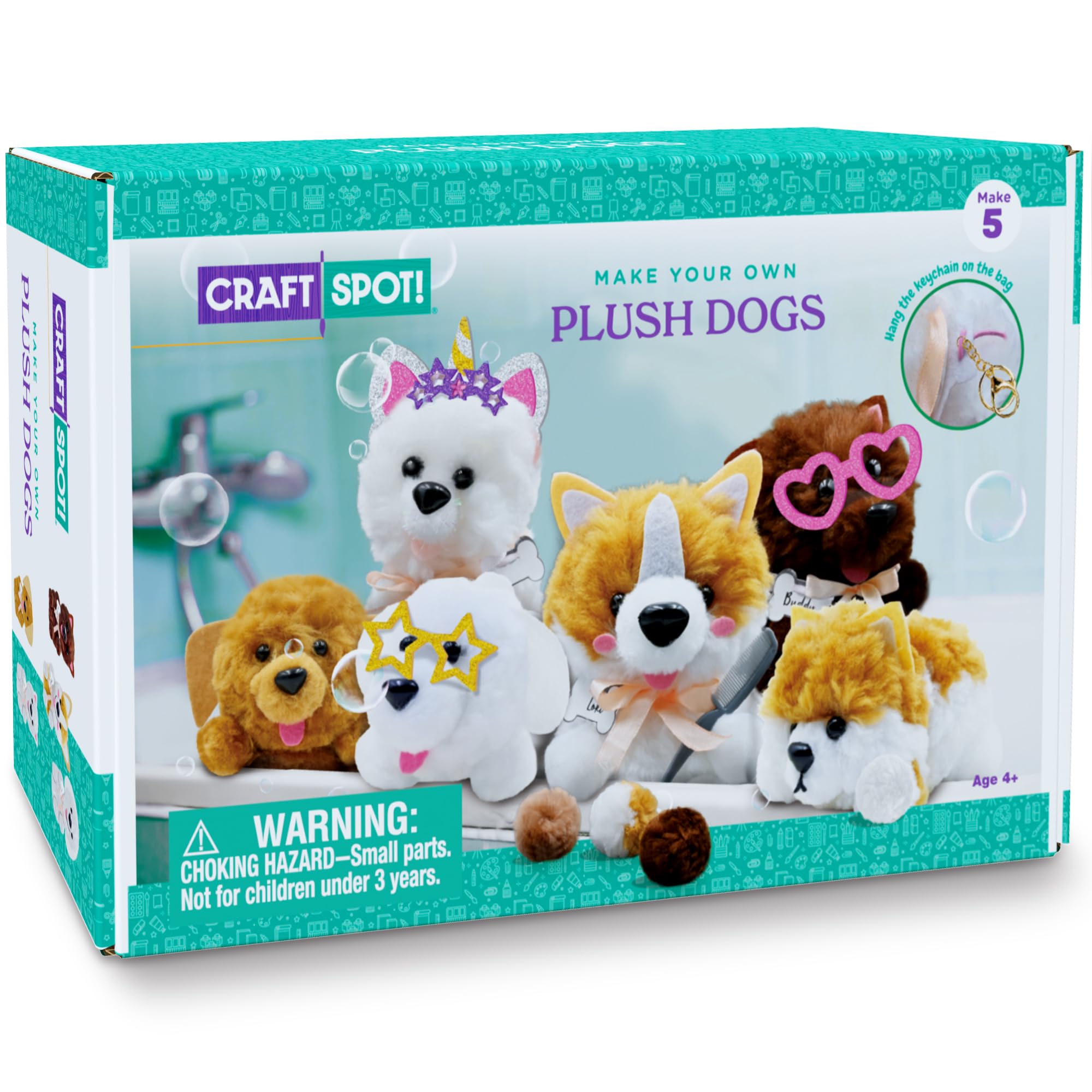Photo 1 of 125PCS DIY Plush Keychain Making Craft Kit, Dog Pom-Pom Pets, Puppy Stuffed Craft Kit for Kids, Animal Felt Plushie for Boy Girl, Soft Fluffy Craft for Beginner,Educational Christmas Activity Age 4-10