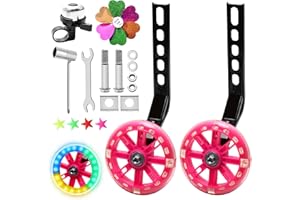 Solaradgy Pink Training Wheels for Bicycle, Universal Training Wheels for 12/14/16/18/20 Inches With Decorate Windmill, Bicycle bell, Installation Tools and Instructions