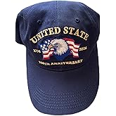 250 Anniversary USA Hat, 1776–2026 Commemorative Patriotic Hat, Bald Eagle Embroidery Baseball Cap with Adjustable Strap
