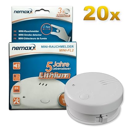 20x Detector de Humo Nemaxx Mini-FL2 Mini Detector de Fuego y Humo Detector con