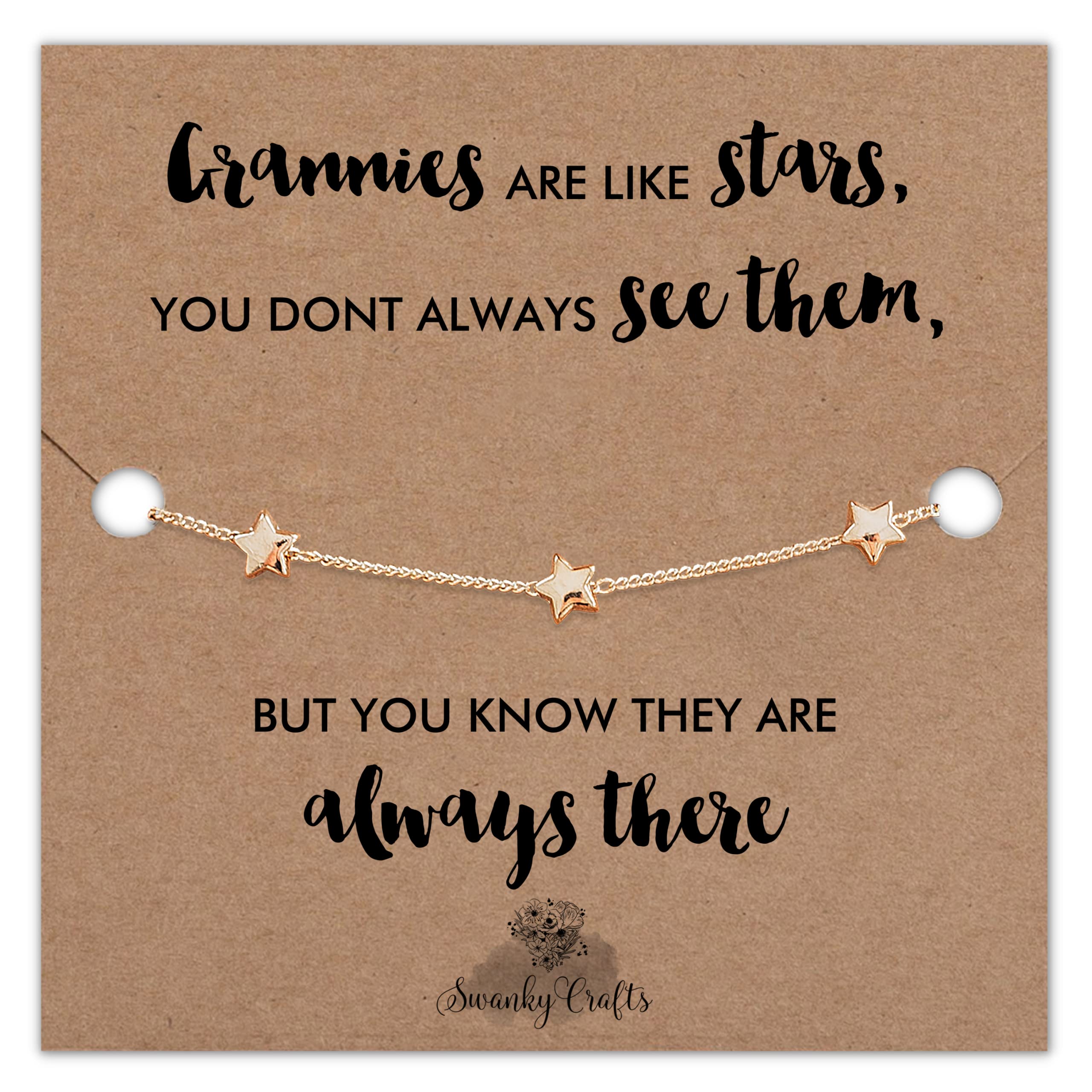 Granny Gifts From Grandchildren - Granny Birthday Gifts, Granny Mothers Day Gift, Easter Card Granny, Presents For Granny Birthday Cards And Gold Star Bracelet