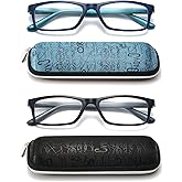 RaoOG Reading Glasses for Men/Women with Spring hinges, Rectangulart Computer Readers