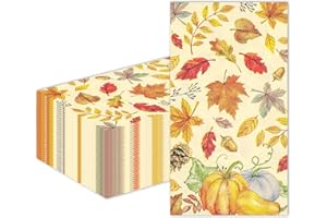 EVYIENEN 50 Pcs Thanksgiving Guest Napkins Maple Leaves Disposable Paper Napkin 2-ply Maple Leaf Paper Fall Leaf Decorative Hand Napkin for Thanksgiving Autumn Home Kitchen Birthday Party Supplies