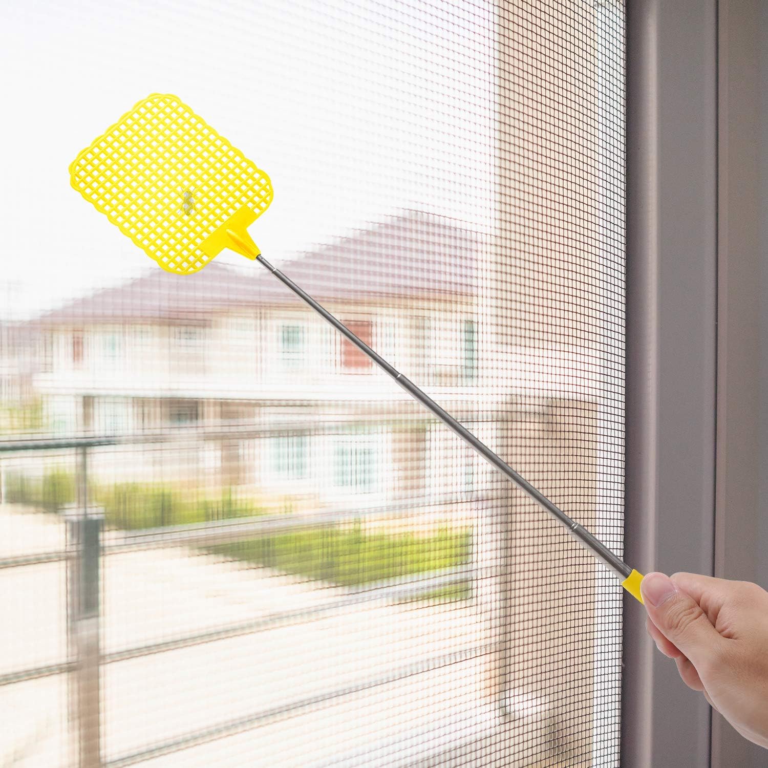 STUHAD 5 Pack Retractable Fly Swatters, with Extended Handles, Durable Retractable Handles, Fly Swatter Heavy Duty Set, for Home, Classroom and Office, 5 Colors: Garden & Outdoor