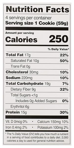 QUEST NUTRITION PROTEIN COOKIE, CHOCOLATE CHIP, 15G PROTEIN, 4G NET CARBS, 250 CALS, 2.08OZ COOKIE, SINGLE SAMPLE, HIGH PROTEIN, LOW CARB, GLUTEN FREE, SOY FREE