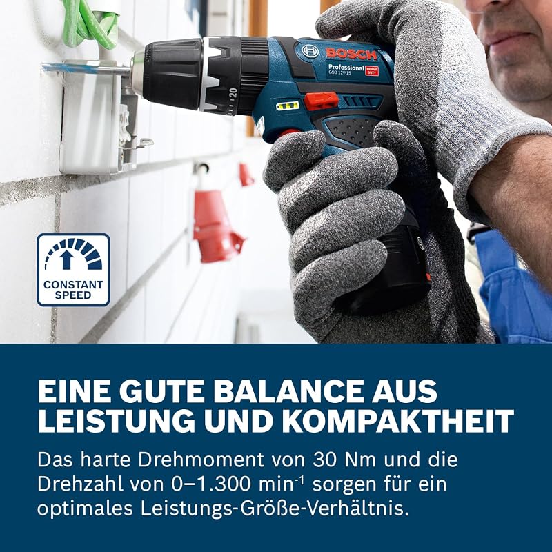 12V System Akku Schlagbohrschrauber GSB 12V-15 (Bohr-Ø Holz max: 19 mm, inkl. 2x 2.0Ah Akku + Ladegerät, 2x Bohrer-Set, 1x Bit-Set, Werkzeugtasche) - Amazon Exclusive
