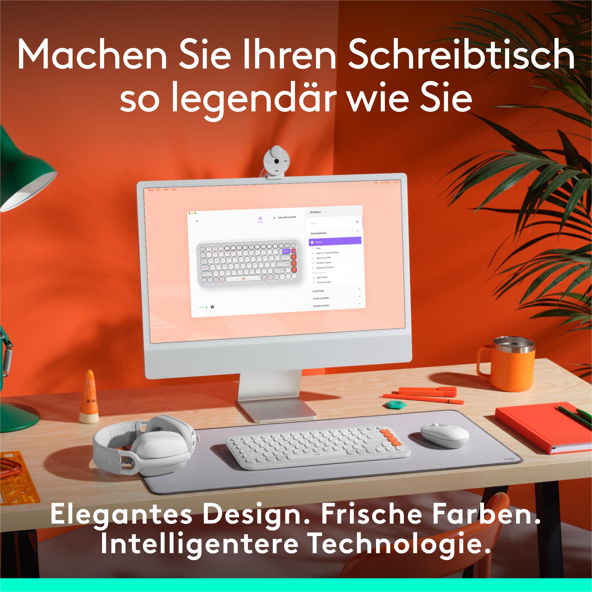Logitech POP ICON Keys kabellose Bluetooth-Tastatur, Komfortables Tippen, programmierbare Tasten, Easy-Switch zwischen bis zu 3 Geräten, für Notebook, Tablet, PC, Deutsches QWERTZ-Layout – Weiß 2