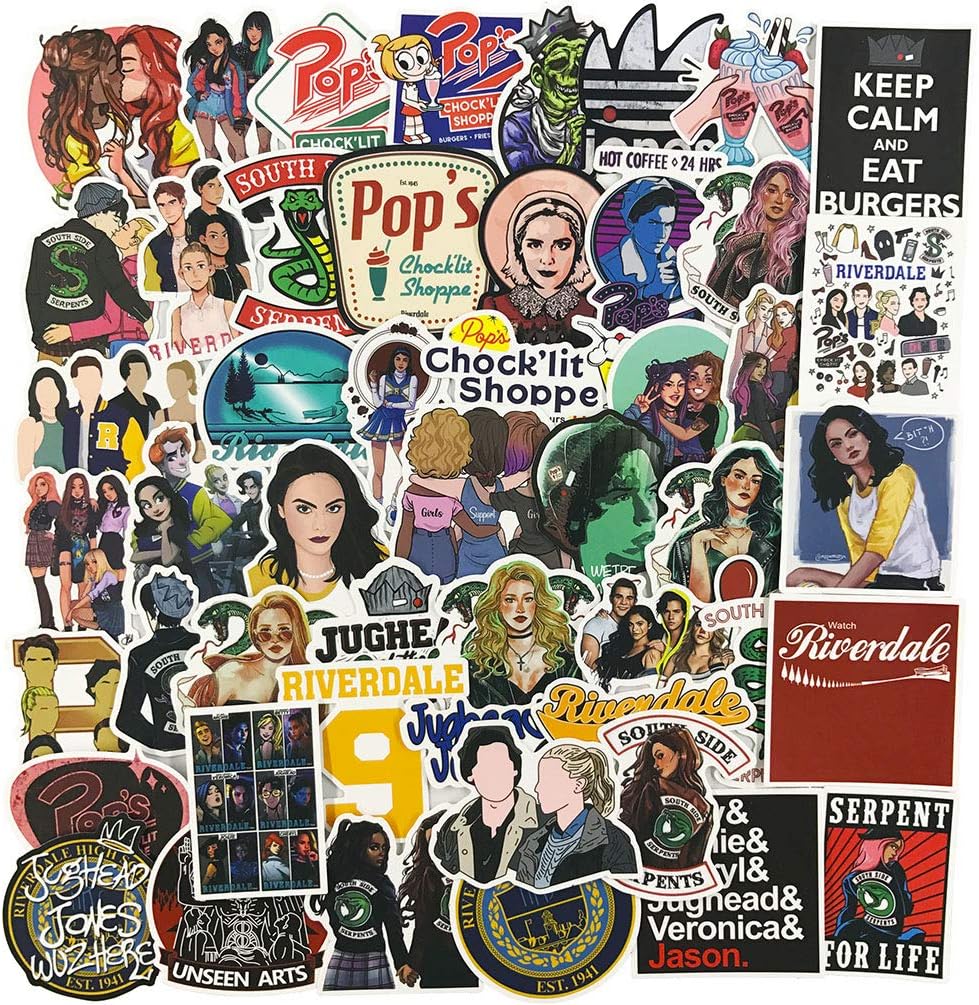 Movie Laptop Stickers 50Pcs Pack, Teen&Adult Vinyl Water Bottle Travel Case Computer Wall Skateboard Motorcycle Phone Bicycle Luggage Guitar Bike Stickers Decal (Riverdale)