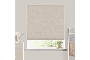 Blindzup Cordless Roman Shades for Windows, Pull Down Linen Roman Blinds with Waterproof and Room Darkening Fabric for Living Room Dining Room Bathroom,Privacy Blackout Coffee, 31" W x 54" H