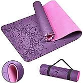 Yoga Mat Extra Thick 9MM, High Density Exercise Mats Non Slip for Home Workout, Pilates Mat with Strap for Women Men, Eco Friendly Mat Thick (9MM-NAVY-BLUE)