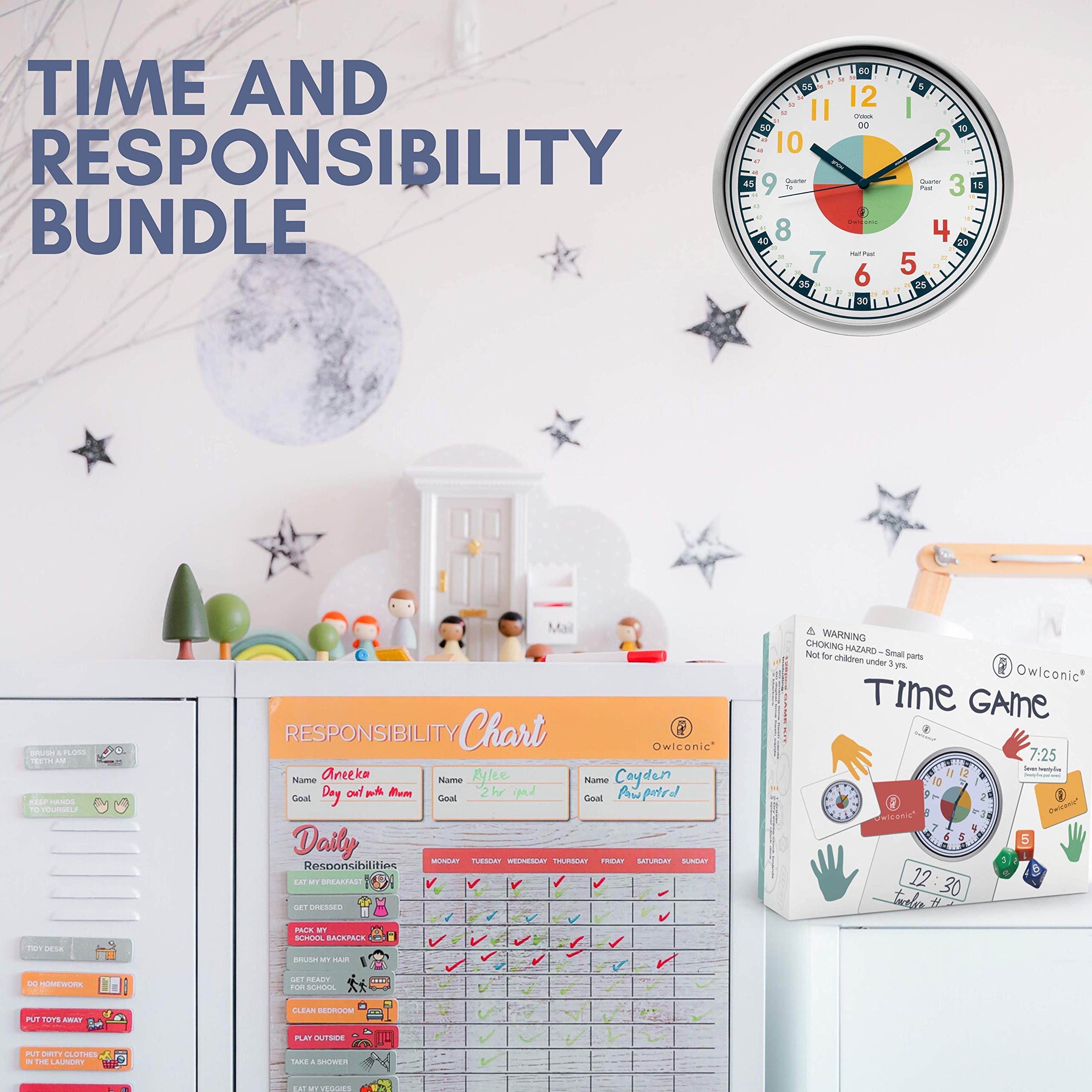 Owlconictelling Time Teaching Clock Time Game And Magnetic Reward Chore ...