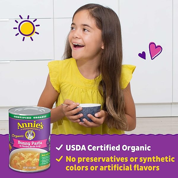 ANNIE’S ORGANIC BUNNY PASTA AND CHICKEN BROTH SOUP, 14 OZ