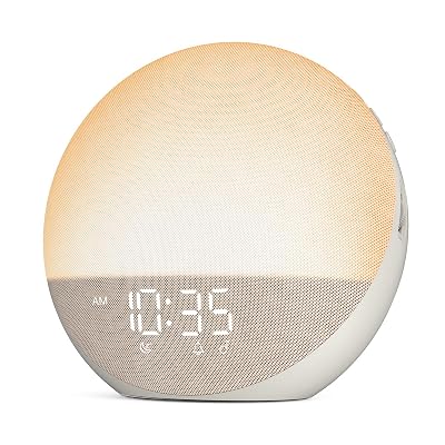 Sunrise Alarm Clock White Noise Machine: Natural Wake Up Light - Dimmable Clock with Bluetooth Speaker for Bedroom - 25 Sleep Sounds for Baby Adults Kids Putty