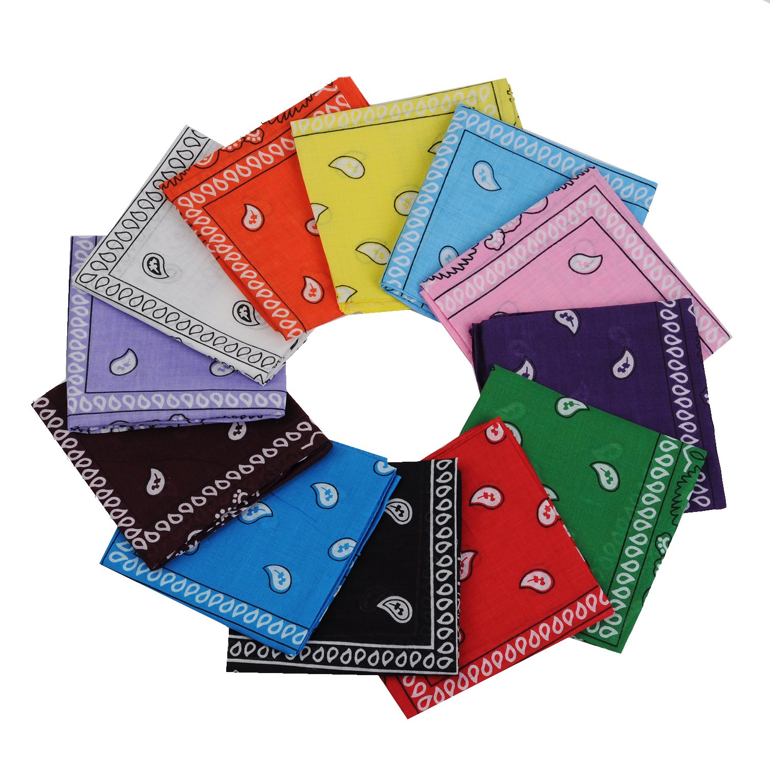One Dozen/12pcs Assorted Bandanas 22X22 Inch 100% Cotton Novelty Double Sided Print Paisley Cowboy Bandana Party Favor Scarf Headband Handkerchiefs - Image 6
