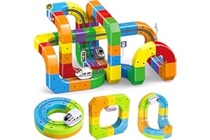 AUKTWE Electric Train Set for Kids Ages 3-8 - Modular 3D Flexible Race Track Building Toy with Gravity-Defying 360° Movement, STEM Learning Fun Gift (66 pcs Starter Set)