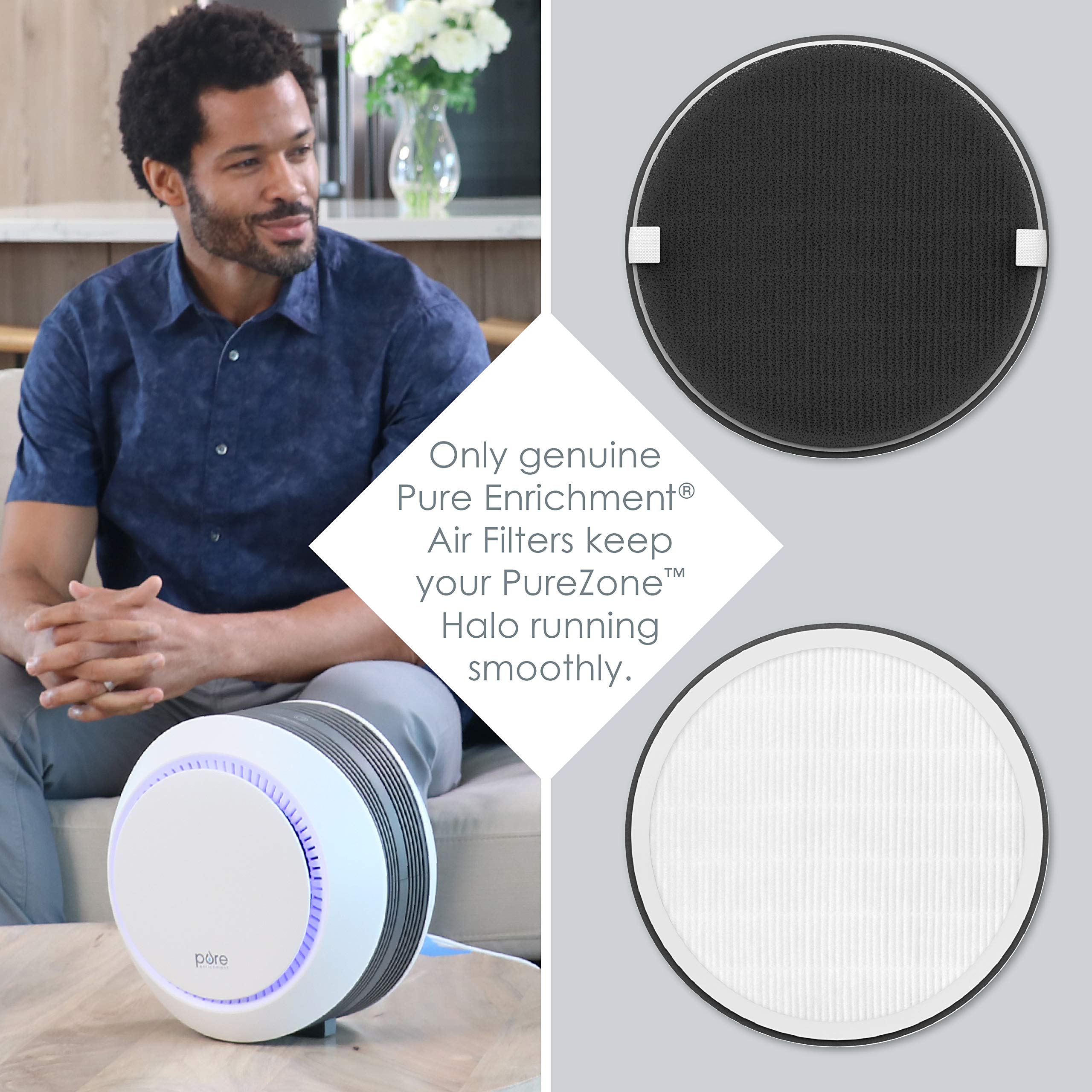 Pure Enrichment Genuine 2-in-1 True HEPA Replacement Filter for The PureZone? Halo Air Purifier (PEAIRDSK)