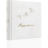 Holoary Photo Album 4x6 200 Photos with Writing Area, 200 Pockets Picture Album, Suede Cover Picture Book for Photos, 4x6 Photo Albums for Memories Family Weddings Travel(White)