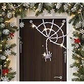 Wesiti Large Christmas Crystal Spider Decoration Hanging Spiderweb Door Topper Decor Spiderweb Suncatcher with Crystal Spider for Christmas Winter Holiday Decor Gift