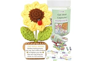 LOVAMILY Get Well Soon Gifts - Message Capsule Bottle and Crochet with Card Uplifting Present Basket for Women Men Patients Family Coworker Friends After Surgery Recover Cancer Chemo