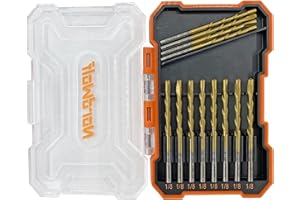 NordWolf 12-Piece HSS Titanium Nitride Drywall Cut Out Bit Set, 1/8" Cutting Bits with Guide Tip in Storage Case for Cut-Out Tools & Spiral Saw