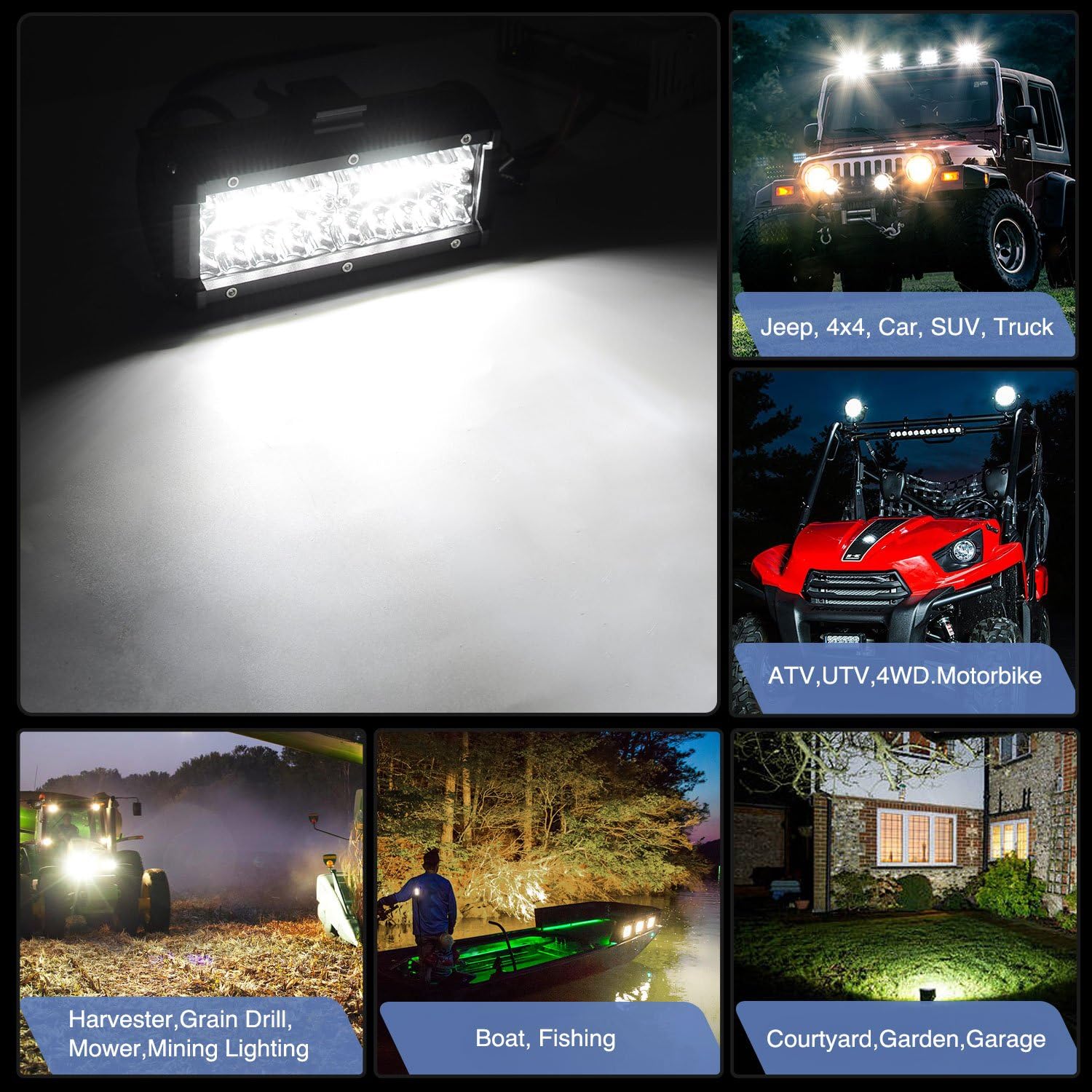 Nilight ZH303 2PCS 6.5 Inch 120W Spot & Flood Combo Driving 16AWG Wiring Harness for Led Work Light Triple Rows Off-Road Truck Car ATV SUV, 2 Years Warranty: Automotive