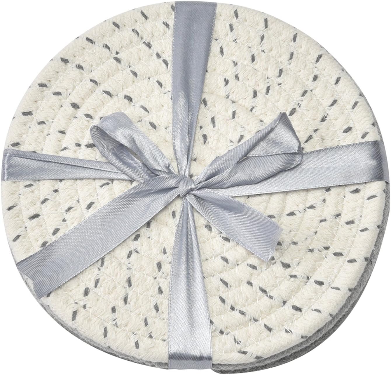Potholders Set Trivets Set 100% Pure Cotton Thread Weave Hot Pot Holders Set (Set of 3) Stylish Coasters, Hot Pads, Hot Mats, Spoon Rest For Cooking and Baking by Diameter 7 Inches (Gray): Kitchen & Dining