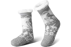 YEEKAORA Kids Slipper Socks With Grips Girls Boys Warm Thick Fleece Lined Winter Christmas Stockings Home Sleep Socks