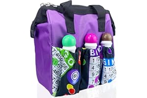 Dacefloy Bingo Dauber Bag Bingo Bags with Pockets on Clearance Bingo Accessories for Women Carry Storage Bag Gifts for Bingo Game Lovers Tote Bag for Bingo Markers (Purple)