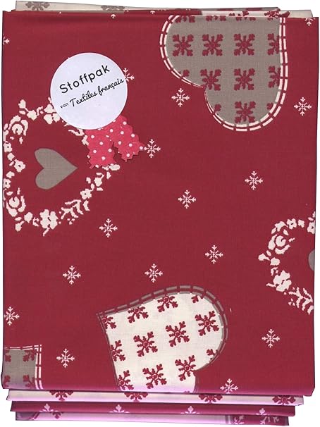Textiles Francais Stoffpak Stoffpaket Weihnachtsstoffe Frohe Weihnachten 4 Stucke 80 X 80 Cm Amazon De Kuche Haushalt
