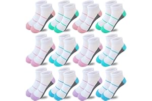 Bemeol 12 Pairs Girls Socks Kids Low Cut Ankle Socks Girls Half Cushion Athletic Sock