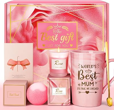 Eletorot Mum Gift Hamper Daughter Son Personalised Pamper Set Candle Bath Bomb