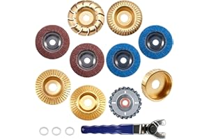SEAMAKA 14PCS Wood Carving Disc Set for 4" or 4 1/2" Angle Grinder Attachments Stump Tool Grinding Wheel Disc with 5/8" Adapter Ring,Woodworking Grinder Attachment for Cutting, Grinding, Shaping and Sanding