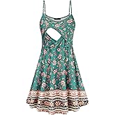 connche Floral Maternity Summer Dress Spaghetti Strap Nursing Breastfeeding