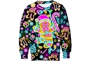 Idgreatim Boys Girls Ugly Christmas Sweater Funny 3D Long Sleeve Xmas Sweatshirt with Fleece Size 4-16