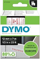 DYMO Authentic D1 Labels Red on White Tape 12 mm x 7 m for LabelManager